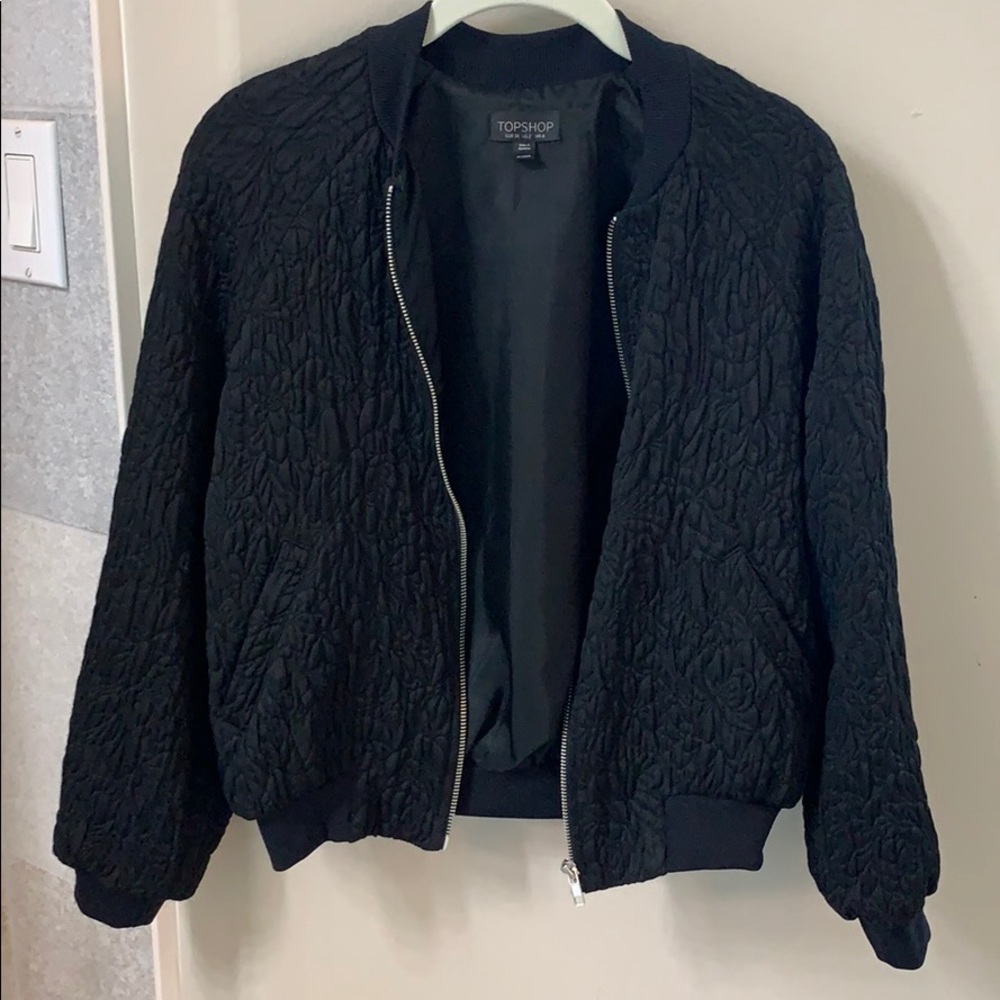 Worn once Topshop Black bomber jacket